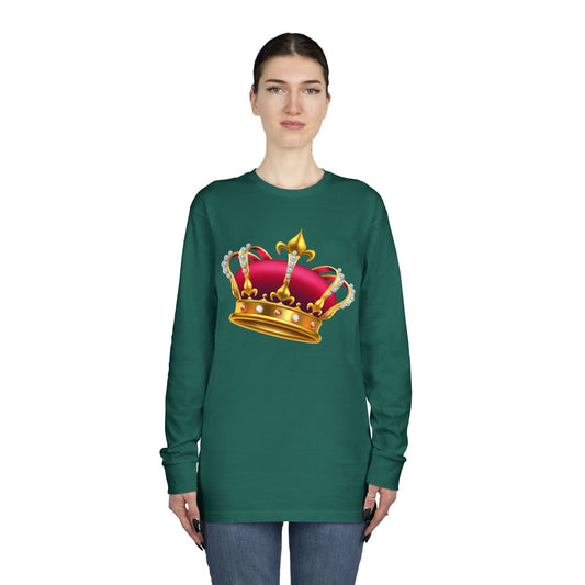 Long Sleeve Crewneck Tee - British Royal Crown - Symbol of Regal Elegance and Authority