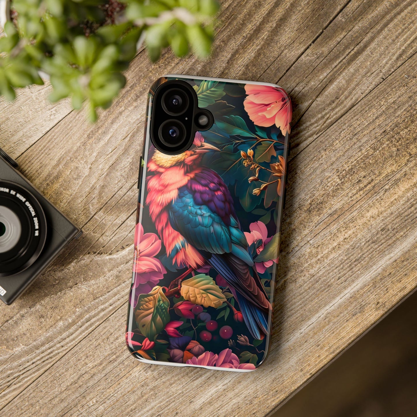 Tough Cases: Vibrant Tropical Bird Phone Case, Floral Smartphone Cover, Nature Lover Gift, Boho Phone Accessory, Cute Bird Case