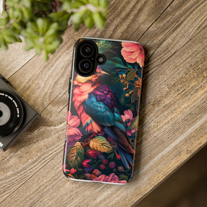 Tough Cases: Vibrant Tropical Bird Phone Case, Floral Smartphone Cover, Nature Lover Gift, Boho Phone Accessory, Cute Bird Case