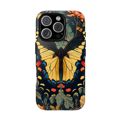 Butterfly Floral Phone Case, Art-inspire Tough Case, Gift for Nature Lovers, Butterfly Pattern Cover, Eco-Friendly Mobile Accessory
