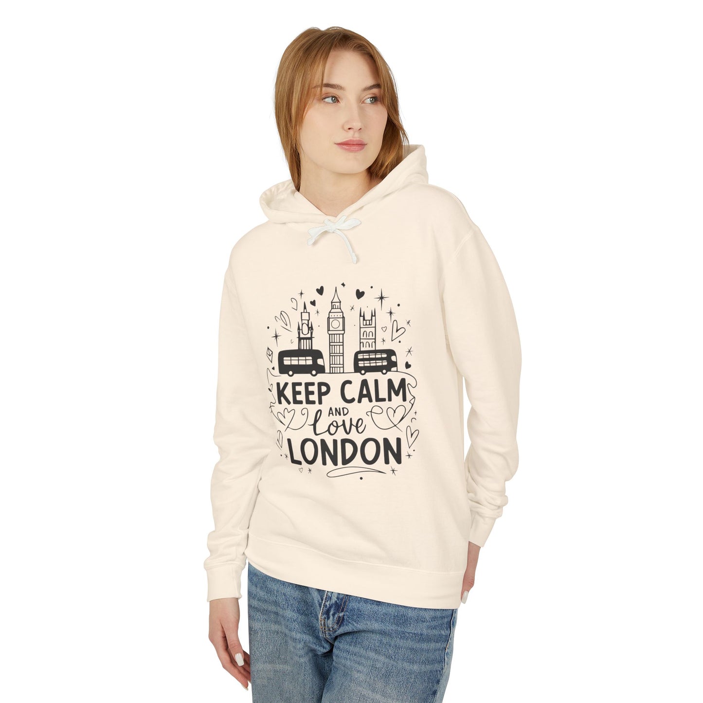 Unisex Lightweight Hooded Sweatshirt - Keep Calm and love London