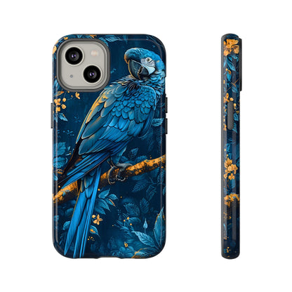 Tough Cases - Vibrant Blue Parrot Phone Case, Tropical Bird Phone Cover, Nature Lover Gift, Eco-Friendly Accessories, Unique Wildlife Decor