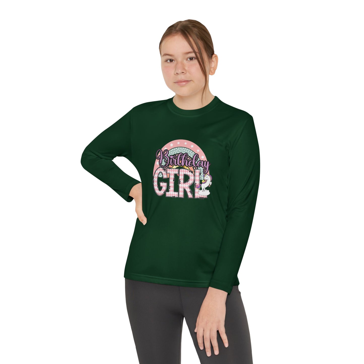 Birthday Girl Youth Long Sleeve Competitor Tee - Celebrate in Style!