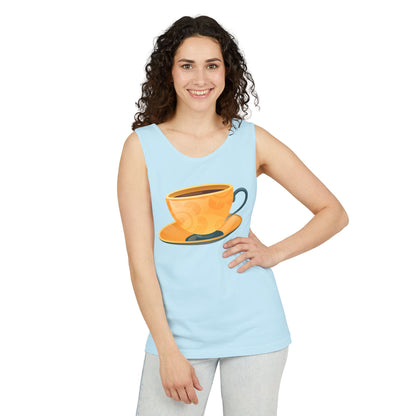 Unisex Garment-Dyed Tank Top - Elegant British Tea Cup - Classic Tea Time Style