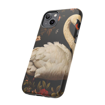 Elegant Swan Phone Case, Floral iPhone Cover, Tough Phone Case, Gift for Her, Nature Lover, Mother's Day, Birthday