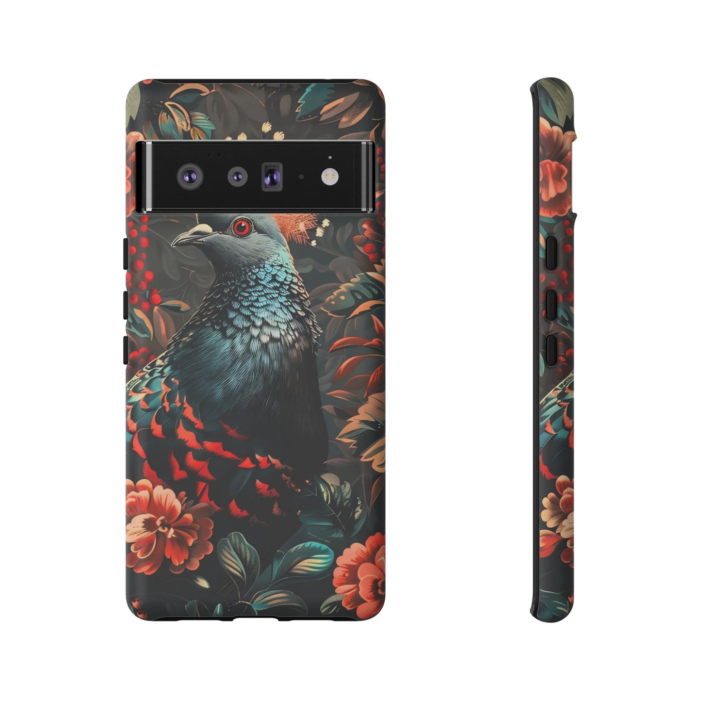 Floral Peacock Phone Case, Tough Cases, Artistic Phone Cover, Unique Gift, Nature Lover Accessory, Protective Case