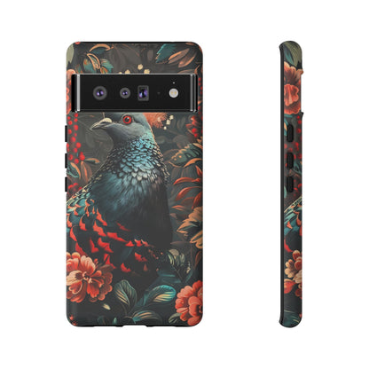 Floral Peacock Phone Case, Tough Cases, Artistic Phone Cover, Unique Gift, Nature Lover Accessory, Protective Case