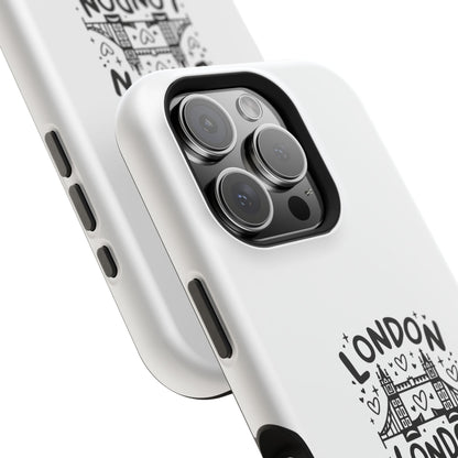 London Love Magnetic Tough Case, Personalized Phone Case, Unique London Design, Gift for Travelers, Cute London Souvenir