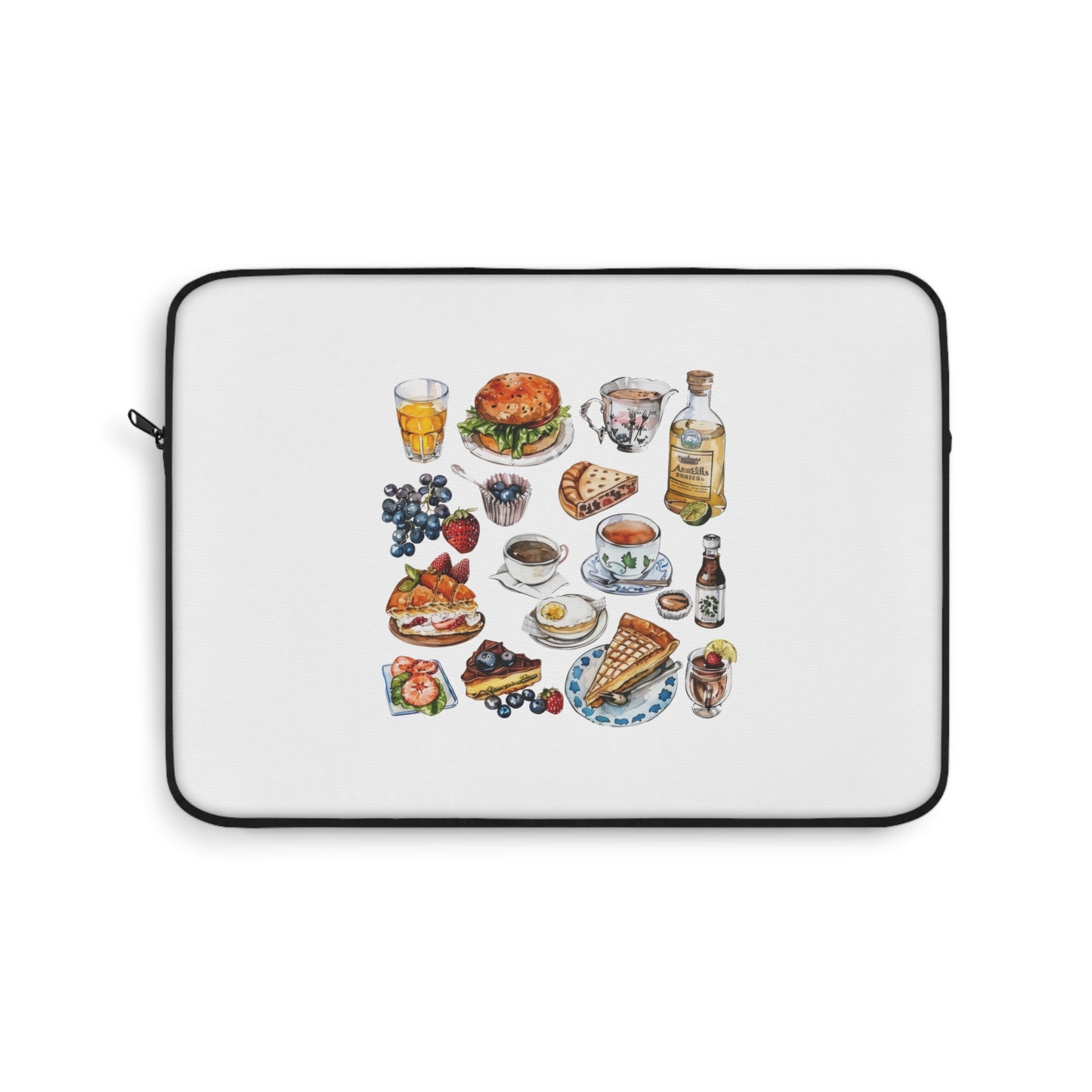 Foodie Laptop Sleeve, Cute Food Pattern Sleeve, Gift for Chefs, Food Lovers, Stylish Tech Accessory, Kitchen Decor