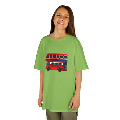 Kids  Tee -  British Red Bus Watercolor Design - Fun Cotton T-Shirt for Young Adventurers