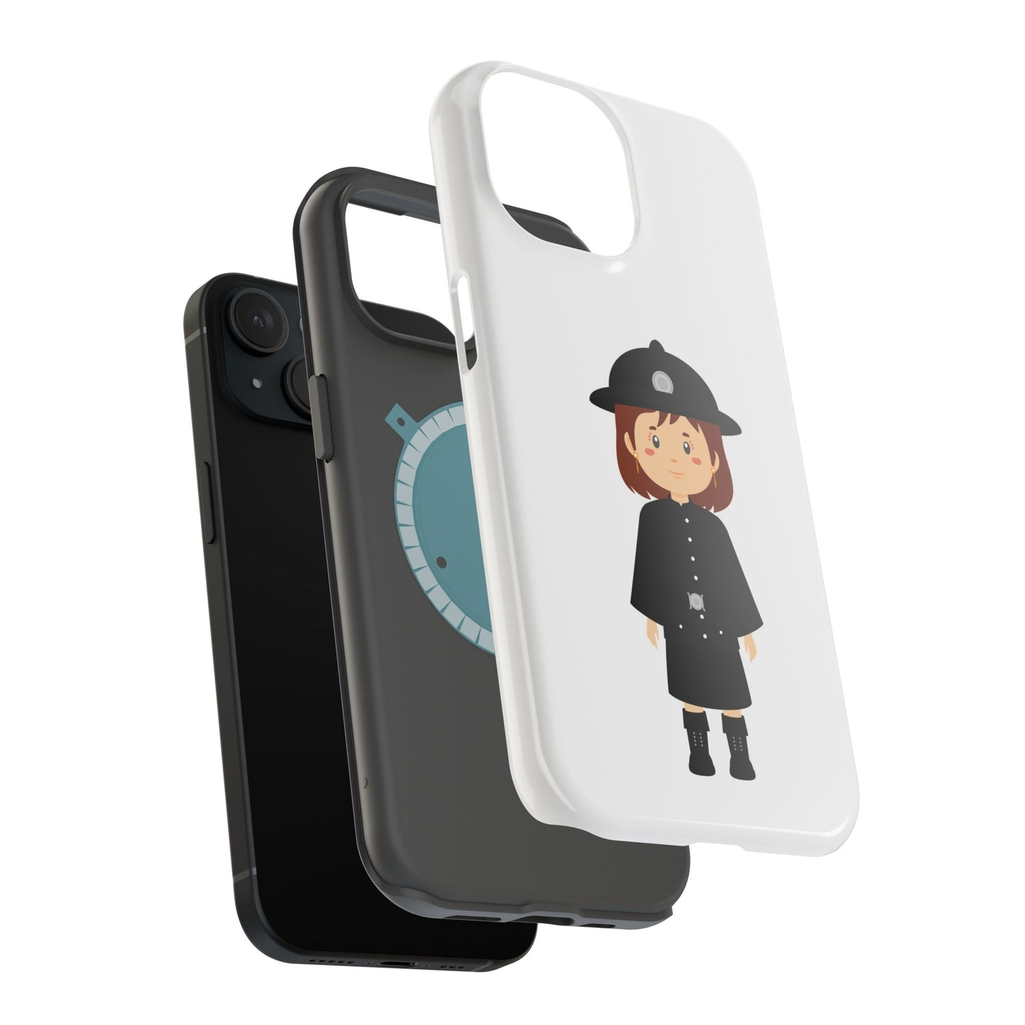 Cute Police Officer Magnetic Tough Case for iPhone, Gift for Police Lovers, Kid's Phone Case, Durable Protector, Fun Design