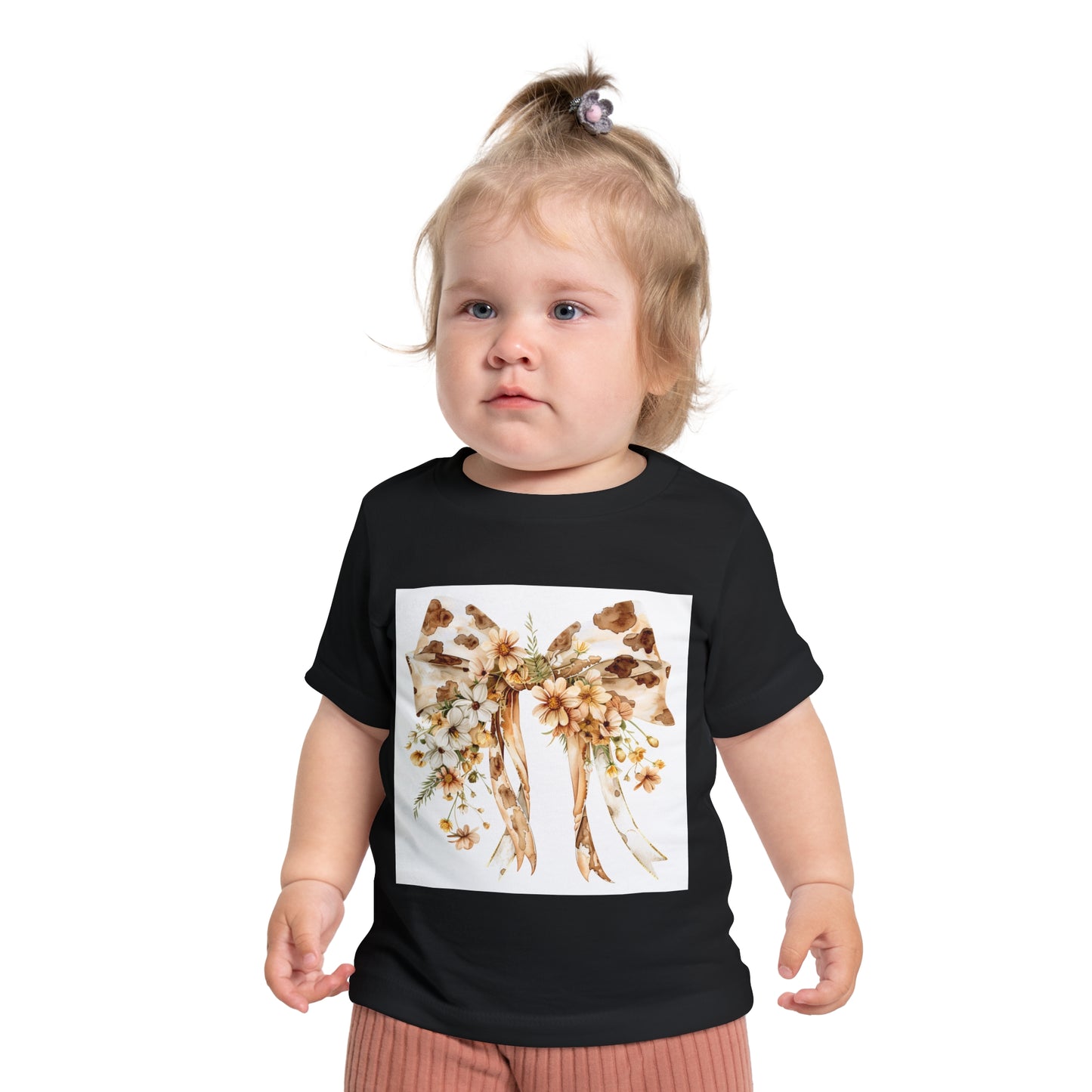 Floral Bow Baby T-Shirt - Cute Infant Tee with Floral Design