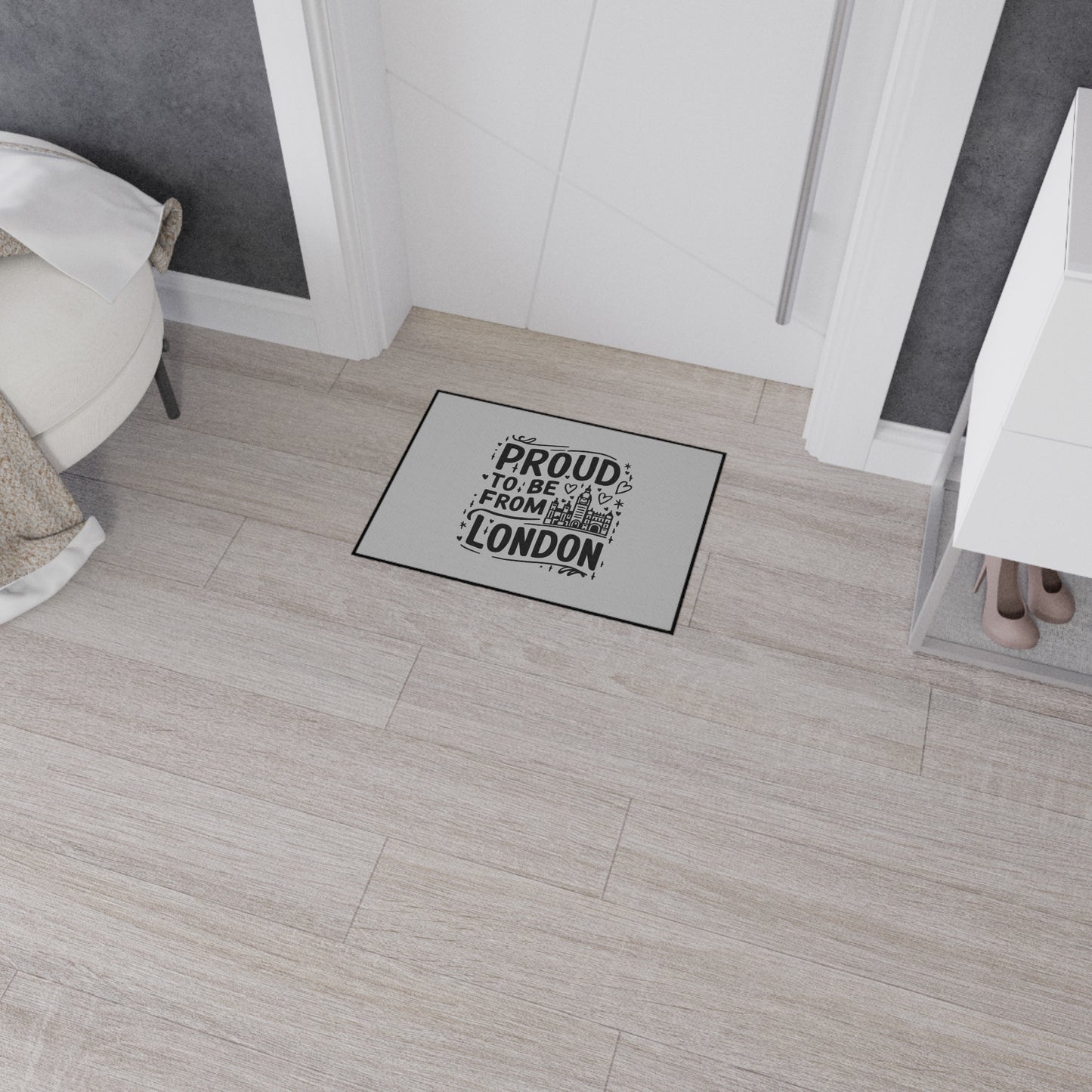 Proud London Floor Mat, Home Decor, Entryway Mat, Gifts for London Lovers, UK Pride, Personalized Floor Rug