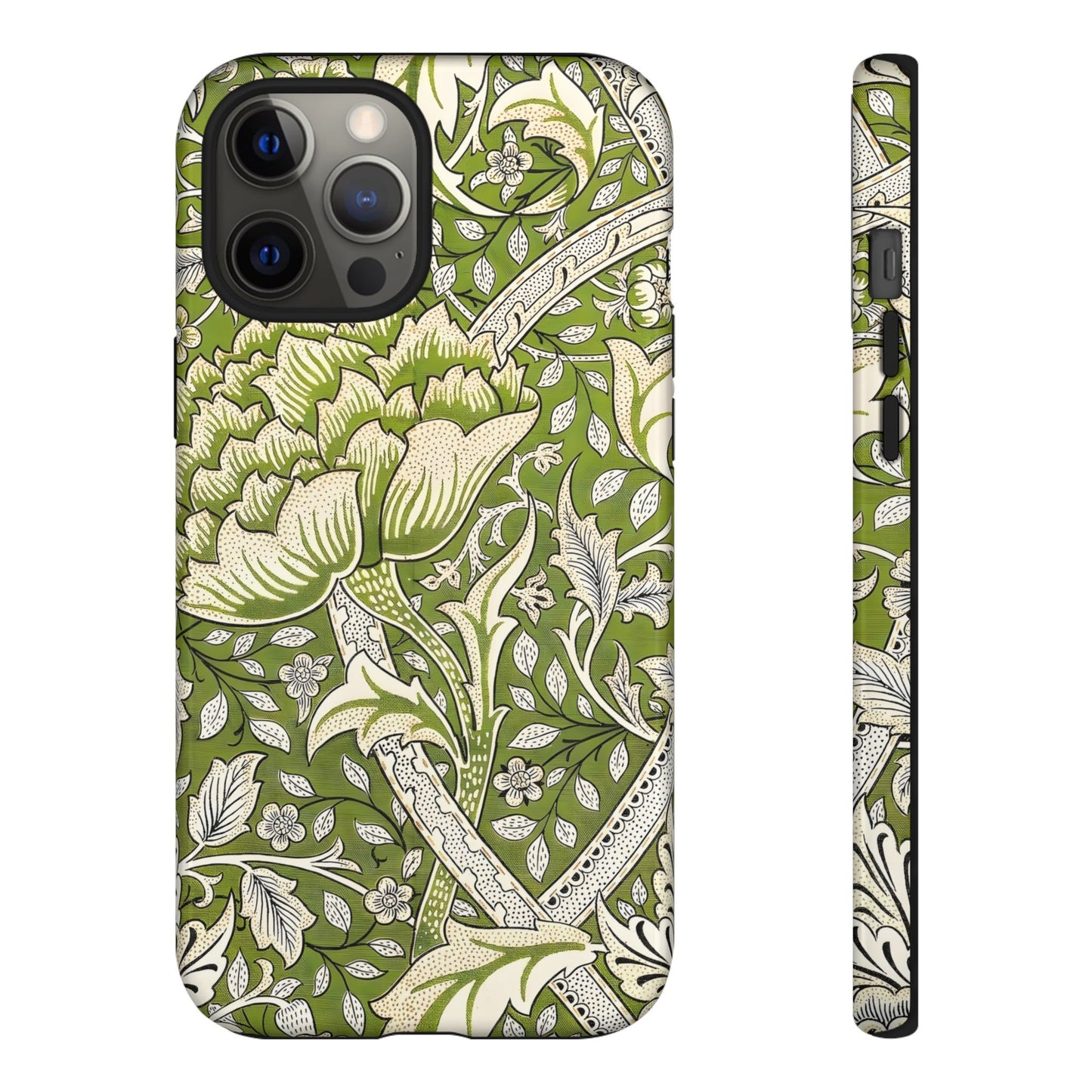 Stylish Phone Case with Floral Design, Durable Protective Cover for iPhone, Unique Gift for Birthdays, Mother's Day, Green Aesthetic