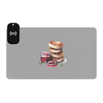 Scones & Jam – Classic English Treat - LED Gaming Mouse Pad with Wireless Charging - Stylish Desk Accessory for Gamers and Tech Lovers, Perfect for Birthdays, Holidays, Desk [...]