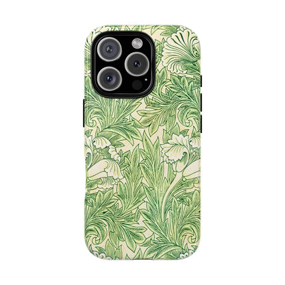 Green Floral Phone Case, Botanical iPhone Cover, Tough Phone Shell, Nature-inspired Gift, Eco-friendly Tech Accessory