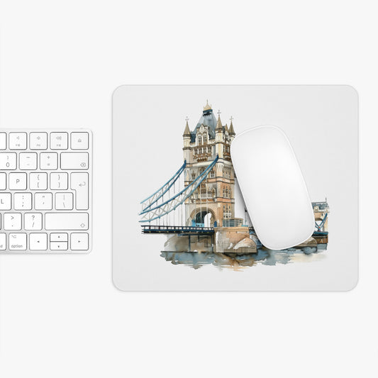 Watercolor London Bridge Mouse Pad, Desk Accessory, Gift for Travelers, Home Office Decor, Unique Workstation Addition