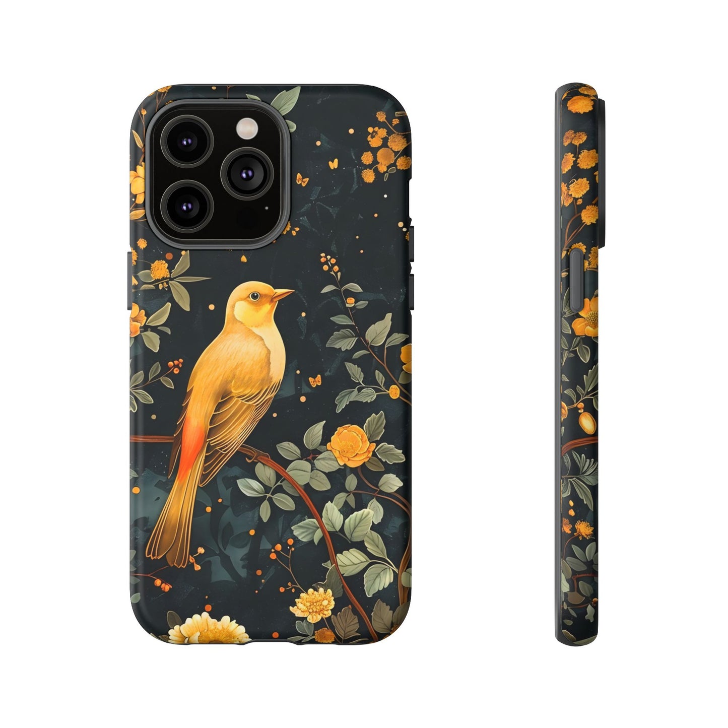 Floral Phone Case, Tough Cases with Bird Design, Nature Lover Gift, Stylish Protection, Birthday Present, Floral Phone Cover