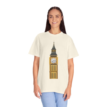 Unisex Garment-Dyed T-shirt - Towering Time - Big Ben and British Heritage