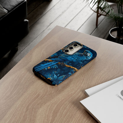 Tough Cases - Vibrant Blue Parrot Phone Case, Tropical Bird Phone Cover, Nature Lover Gift, Eco-Friendly Accessories, Unique Wildlife Decor