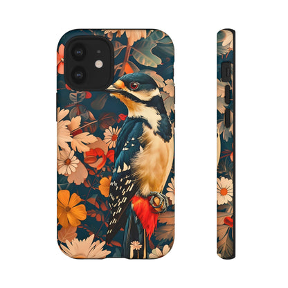 Artistic Bird Phone Case, Unique Tough Cases for Nature Lovers, Floral Design, Cute Gift, Customized Phone Accessories