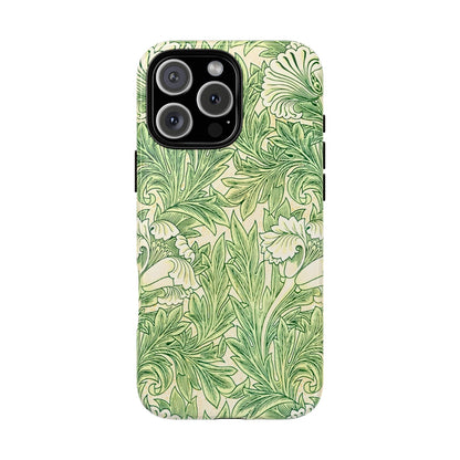 Green Floral Phone Case, Botanical iPhone Cover, Tough Phone Shell, Nature-inspired Gift, Eco-friendly Tech Accessory