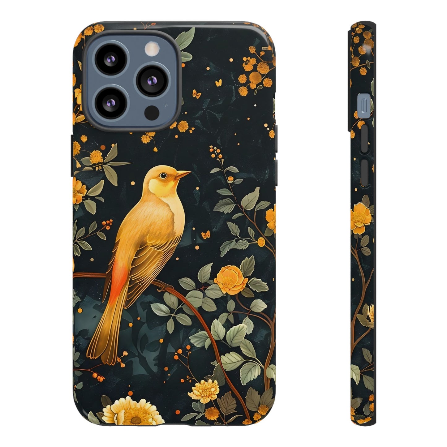 Floral Phone Case, Tough Cases with Bird Design, Nature Lover Gift, Stylish Protection, Birthday Present, Floral Phone Cover