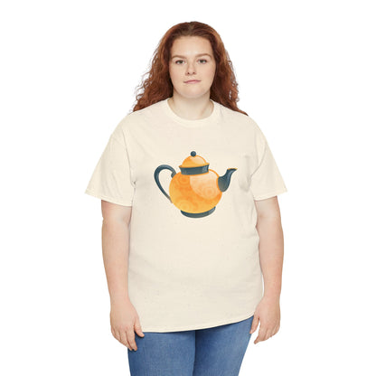 Unisex Heavy Cotton Tee - Classic British Tea Kettle - Timeless Elegance in Tea Time