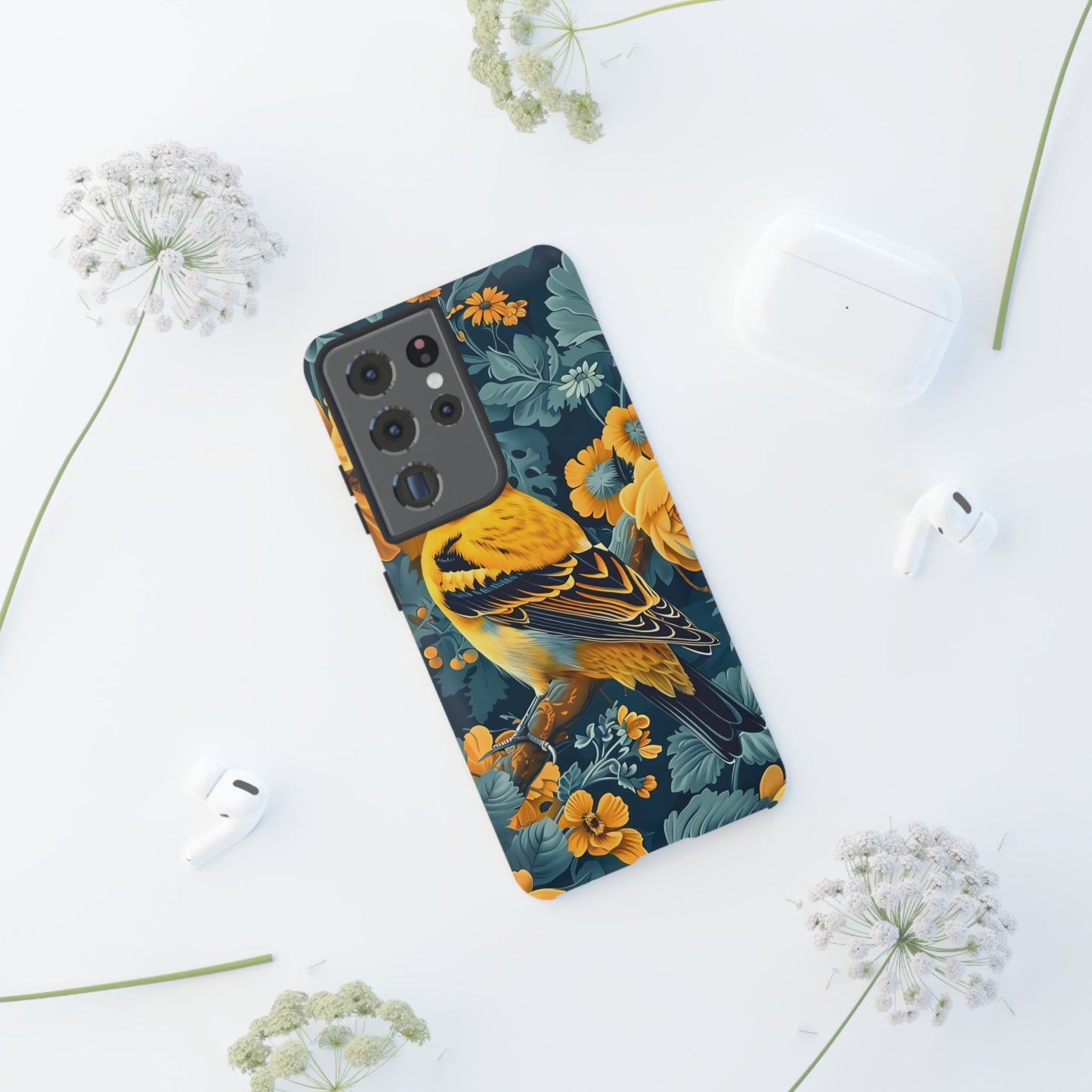 Colorful Bird Phone Case, Tough Phone Cover, Floral Phone Accessories, Nature Lover Gift, Unique Smartphone Case, Birthday Present