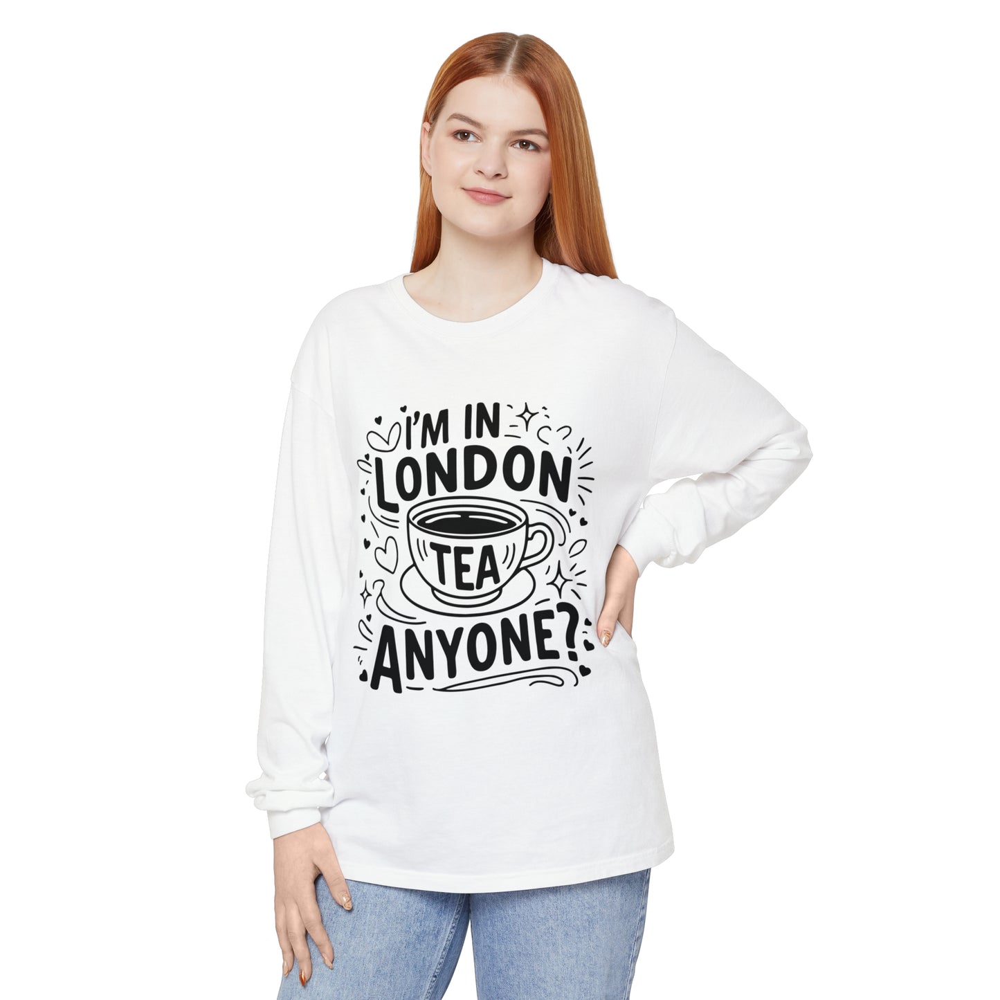Unisex Garment-dyed Long Sleeve T-Shirt - London's Relaxing Tea