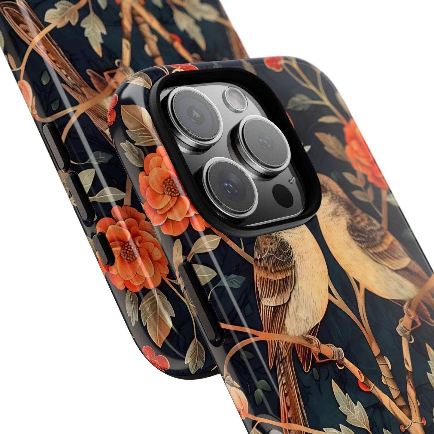 Floral Phone Case – Tough Cases with Bird Design, Unique Gift for Nature Lovers, Stylish Tech Accessory, Phone Cover, Artistic Case