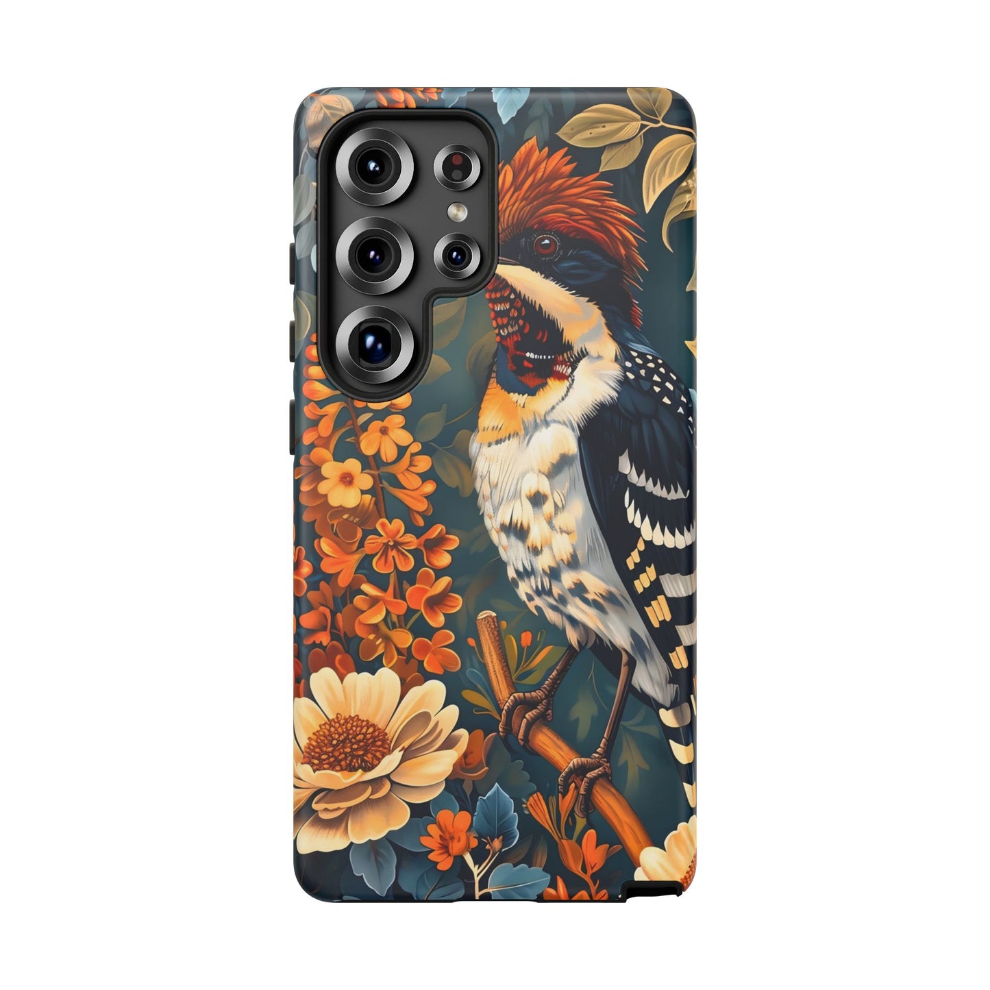 Tough Cases: Floral Bird Phone Case, Vintage Style Cover, Nature Lover Gift, Botanical Design, Spring Inspire Fashion