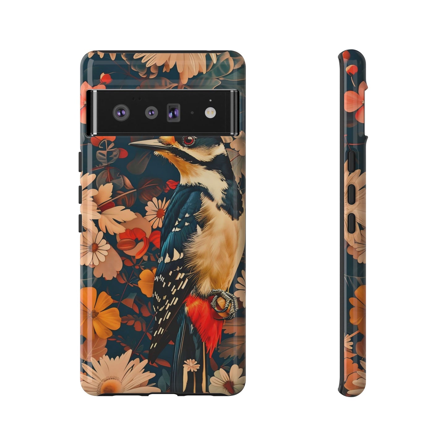Artistic Bird Phone Case, Unique Tough Cases for Nature Lovers, Floral Design, Cute Gift, Customized Phone Accessories
