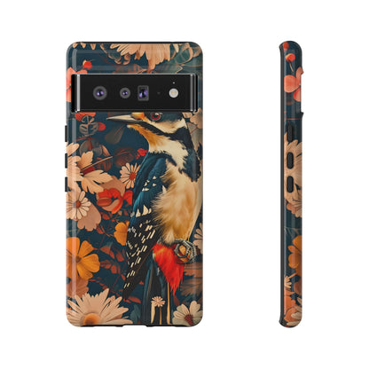 Artistic Bird Phone Case, Unique Tough Cases for Nature Lovers, Floral Design, Cute Gift, Customized Phone Accessories