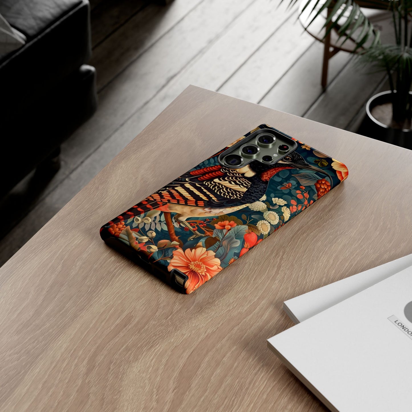 Nature-Inspired Phone Case with Floral Art, Tough Phone Cover, Protective Case, Gift for Nature Lovers, Unique Phone Accessory