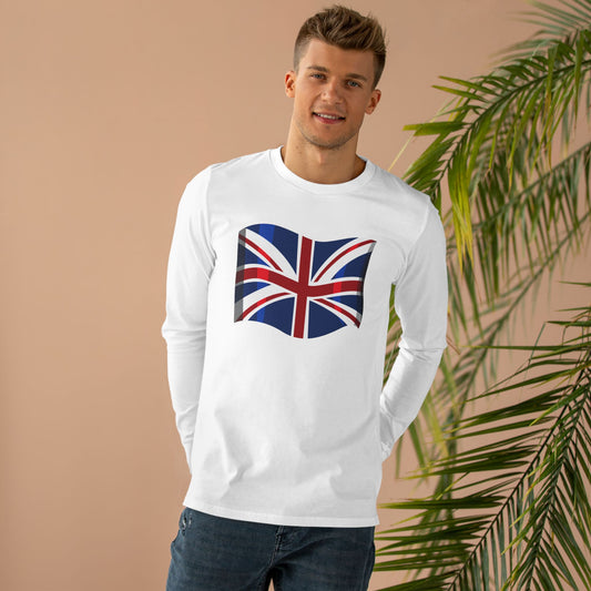 Men’s Base Longsleeve Tee - Classic UK Flag Design - Union Jack Symbol