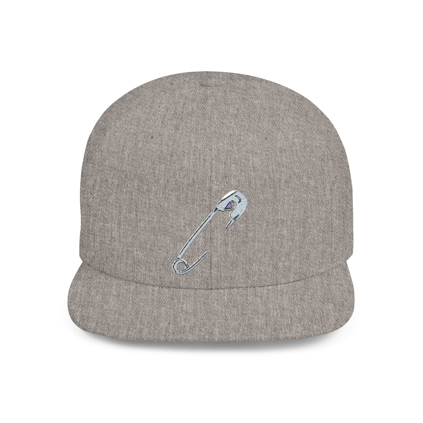 Silver Safety Pin Art Flat Bill Snapback