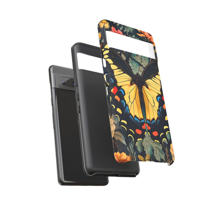 Butterfly Floral Phone Case, Art-inspire Tough Case, Gift for Nature Lovers, Butterfly Pattern Cover, Eco-Friendly Mobile Accessory