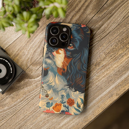 Cavalier King Charles Spaniel Phone Case, Floral Dog Lover Gift, Tough Phone Cover, Pet Owner Accessory, Unique Dog Design