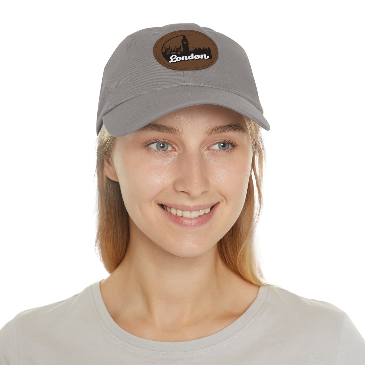 London Skyline Dad Hat with Leather Patch, Casual Cap for Travel Lovers, Gift for Father's Day, Trendy Dad Hat, Everyday Wear