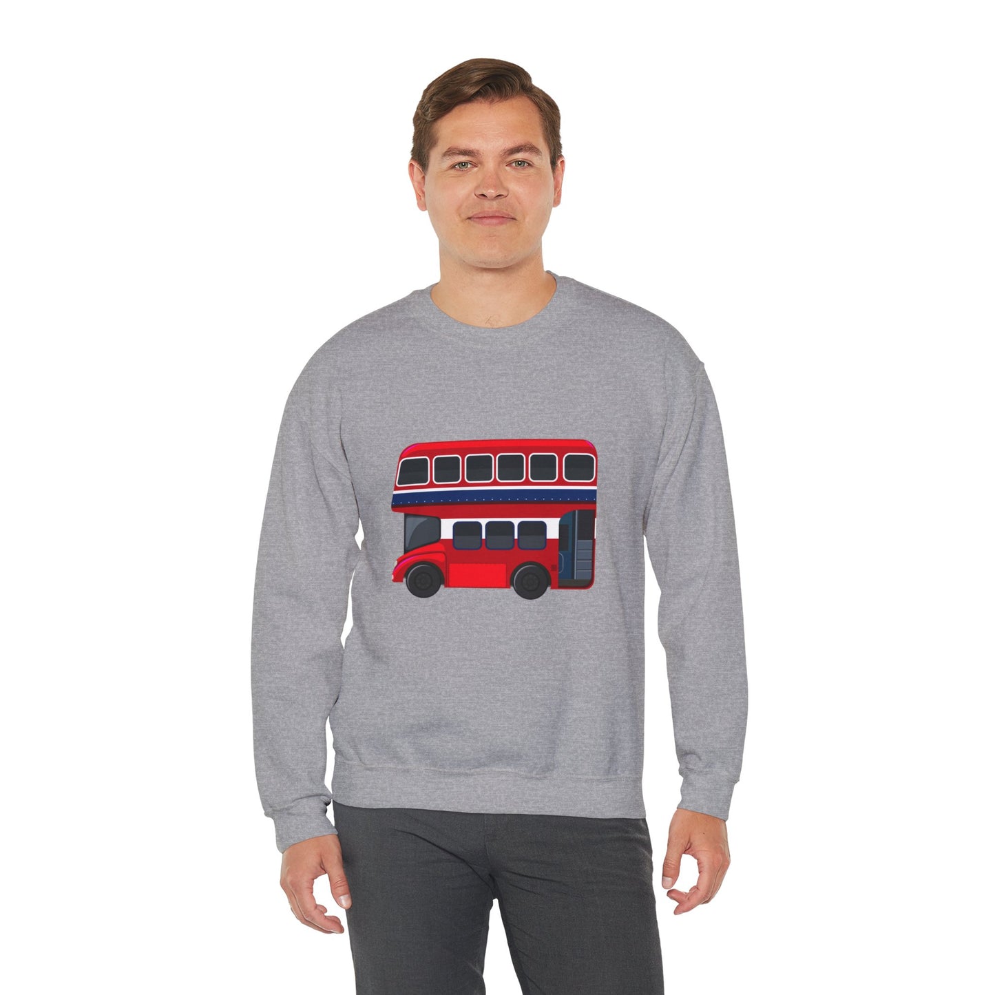 Unisex Heavy Blend™ Crewneck Sweatshirt Trendy - London Transport Red Double-Decker Bus
