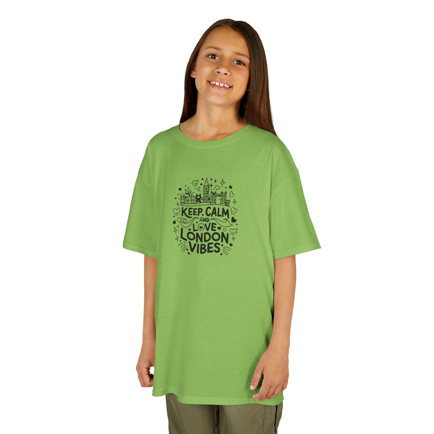 Kids  Heavy Cotton Tee -  Keep Calm London Vibes - Bright Yellow