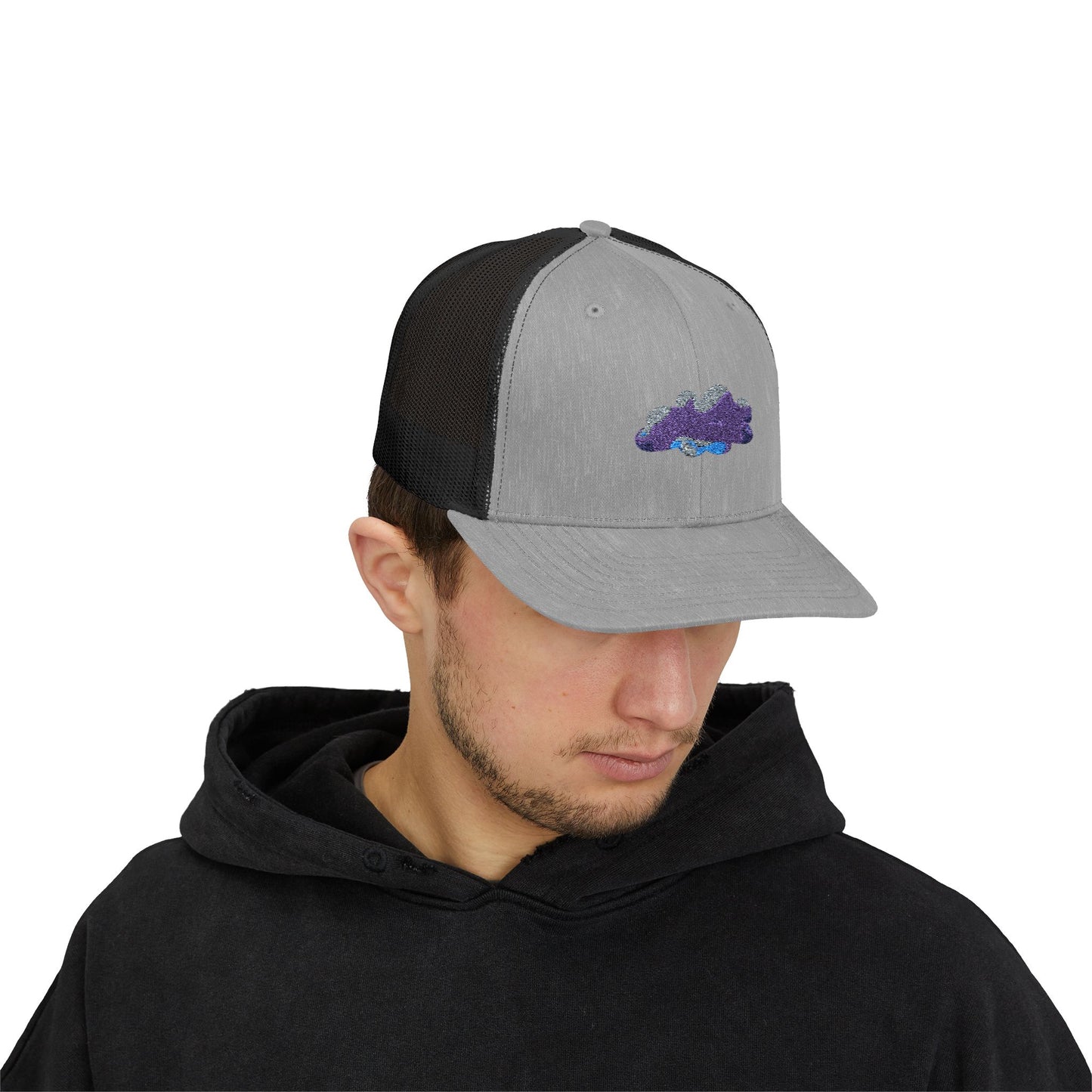Shimmering Cloud Snapback Trucker Cap | Stylish Outdoorsy Hat, Trendy Gift for Her & Him, Perfect for Parties, Festivals, Summer Adventures