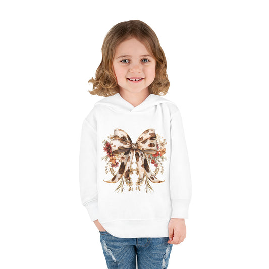 Floral Bow Toddler Fleece Hoodie - Cute & Cozy Pullover for Kids