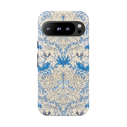 Elegant Floral Phone Case, Tough iPhone Cover, Stylish Mobile Protector, Blue Patterned Case, Unique Gift for Her
