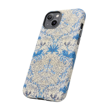Elegant Floral Phone Case, Tough iPhone Cover, Stylish Mobile Protector, Blue Patterned Case, Unique Gift for Her