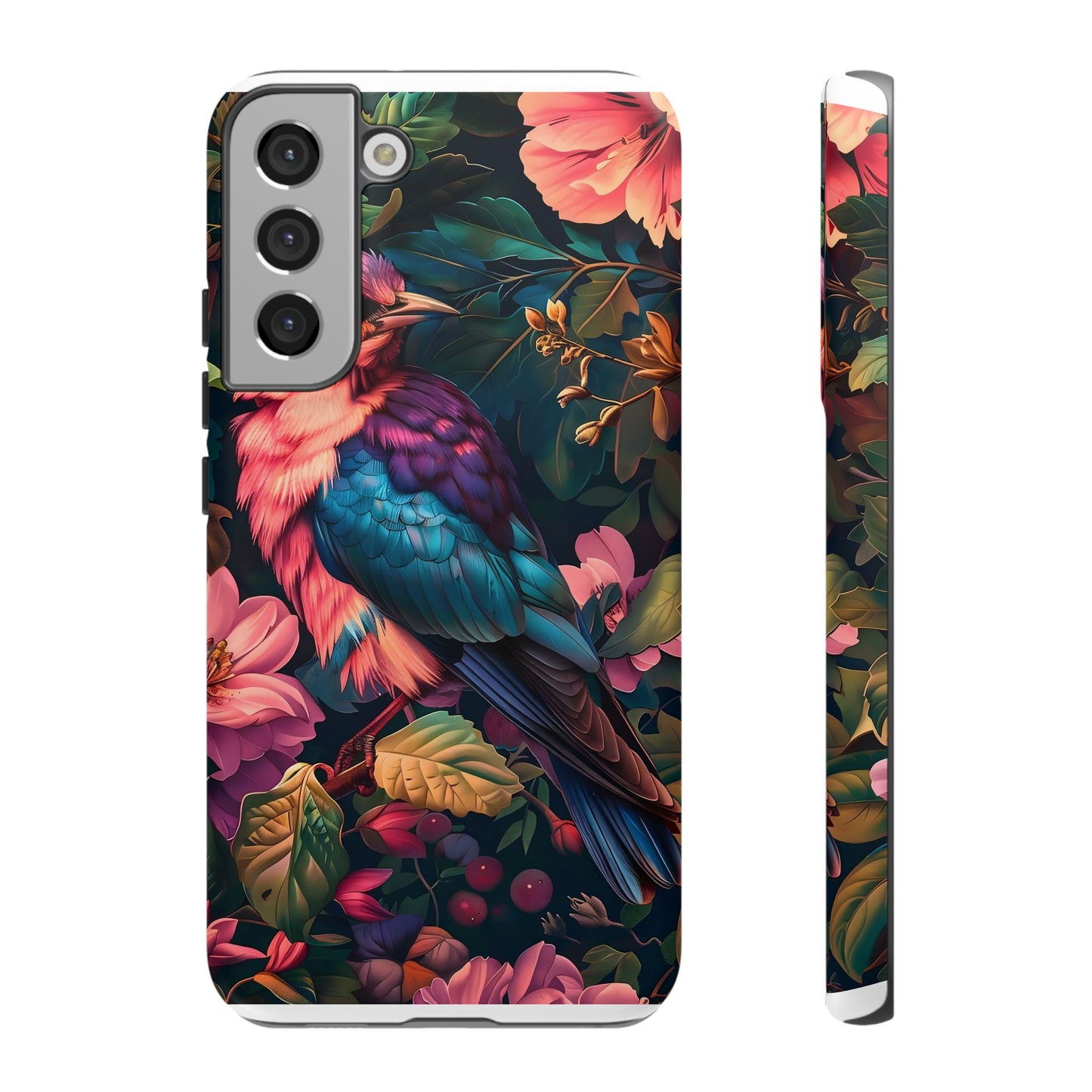 Tough Cases: Vibrant Tropical Bird Phone Case, Floral Smartphone Cover, Nature Lover Gift, Boho Phone Accessory, Cute Bird Case