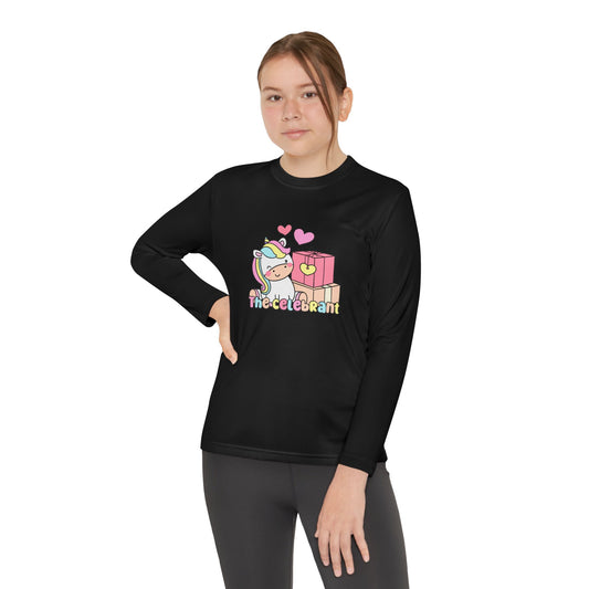 Youth Long Sleeve Competitor Tee - Wild Leopard Print Birthday Girl PNG Design