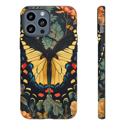 Butterfly Floral Phone Case, Art-inspire Tough Case, Gift for Nature Lovers, Butterfly Pattern Cover, Eco-Friendly Mobile Accessory