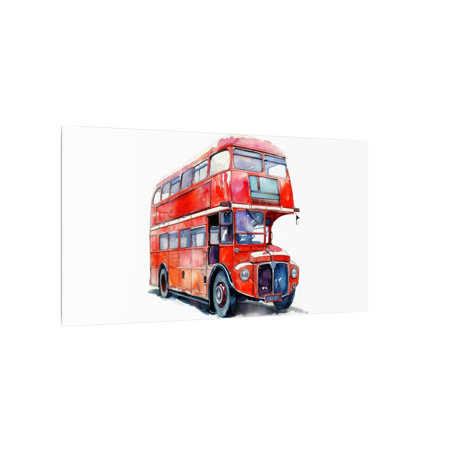 London Red Double-Decker Bus Art Canvas Print, Wall Decor for Travel Lovers, Home Office Gift, Unique Artwork for All Occasions